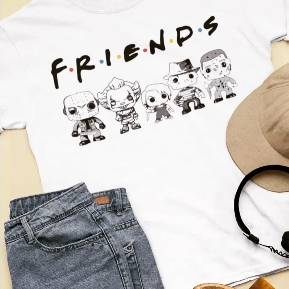 Halloween Friends T-Shirt - Fall vibes - white tee chibi kawaii